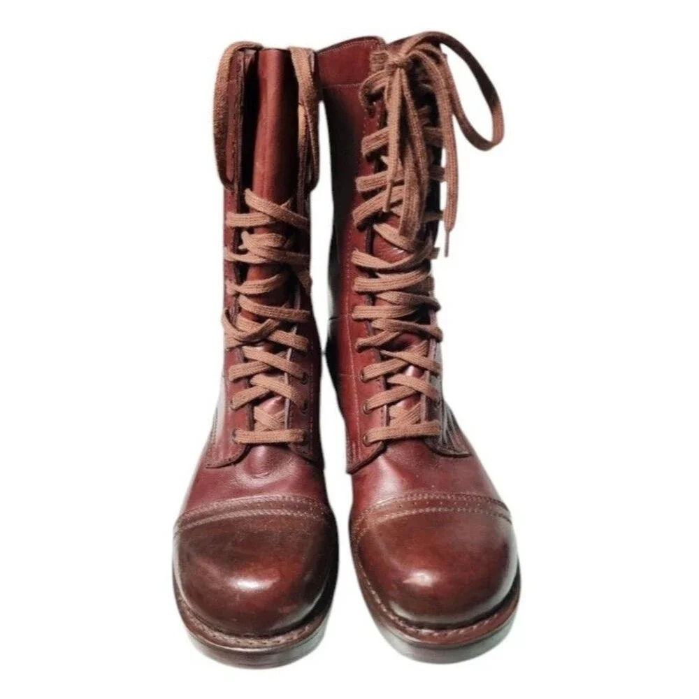WWII Paratrooper Boots Corcoran Brown Leather Jump Boots M 7 W 9 Handmade